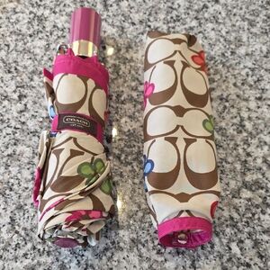 Coach Pink and Brown Floral Umbrella
